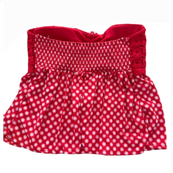 No Boundaries Red White Polka Dot Eyelet Strapless Tank Top XL - Picture 6 of 8